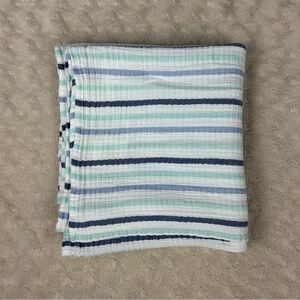 Aden + Anais Blue White Mint Green Stripes Baby Swaddle Blanket Muslin Cotton